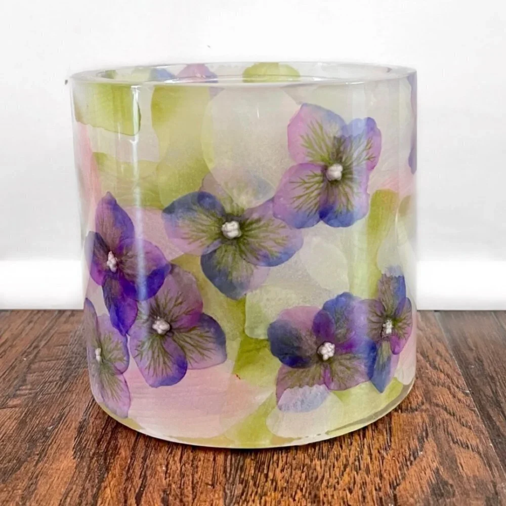 Lucite Floral Pillar Candle Holder